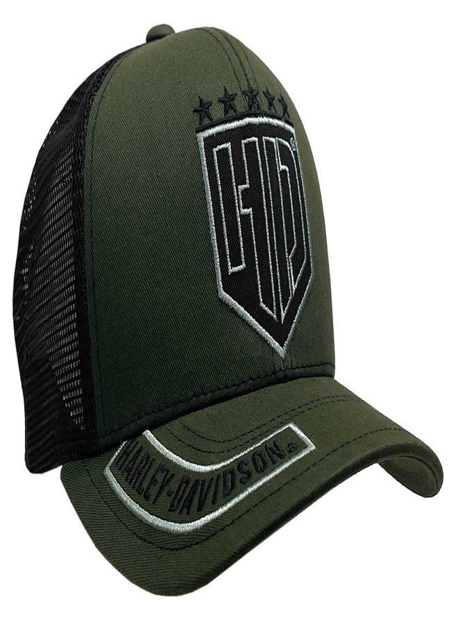 HARLEY DAVIDSON Harley-Davidson Men's H-D Badge Colorblocked Trucker Baseball Cap Green - Image 1